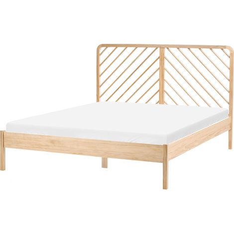 Letto con rete in legno di pino naturale in stile scandinavo 160 x 200 cm Marrone Chiaro Sephos (1/5)