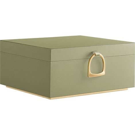 Portagioie a doppio scomparto con manici, cassetto estraibile, effetto fluttuante, 20,6 x 24 x 10,9 cm, regalo ideale, verde salvia