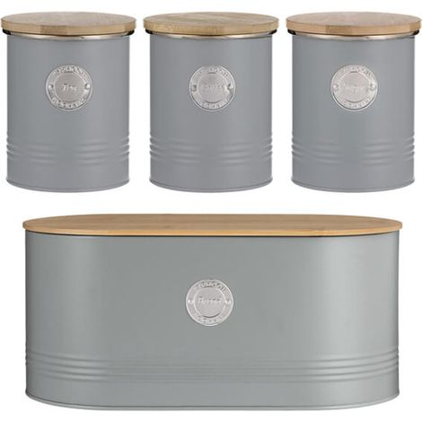 Typhoon Living 4 Piece Storage Set Tea, Coffee, Sugar & Bread Grey (1/5)