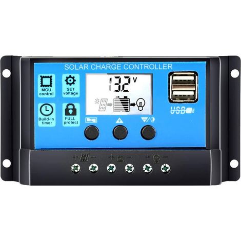 Régulateur De Charge Solaire - 10 A - 12 V / 24 V - Avec Port Usb - Pour Systèmes Photovoltaïques Autonomes - 1 Pièce (1/5)