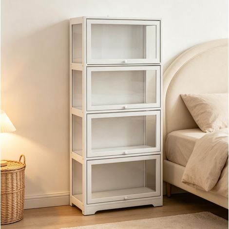 Credenza vetrina bianca con 4 scomparti in MDF e acrilico (1/5)