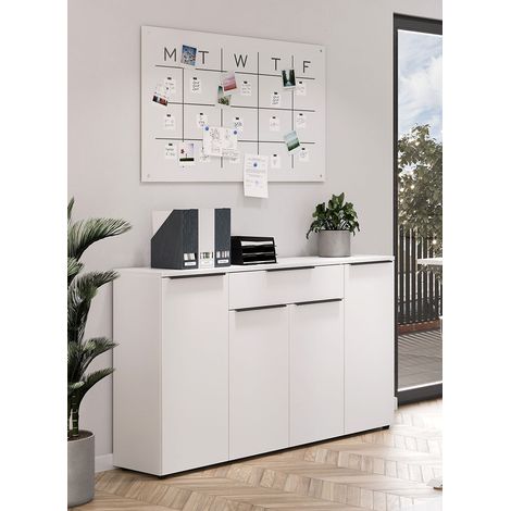 Armoire de bureau 4 portes/1 tiroir blanche Maily