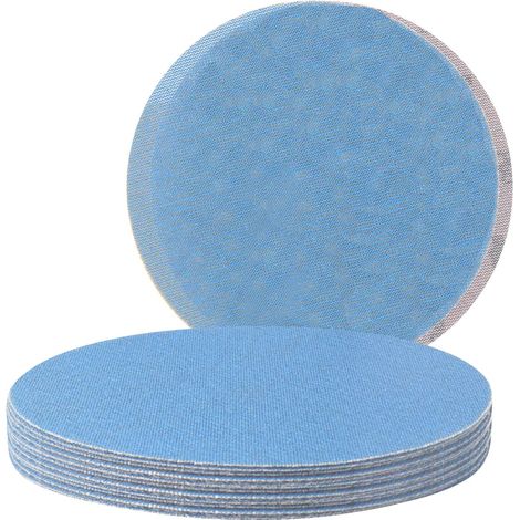 Disques Abrasifs en Maille de 225 mm, 10 Pièces, Papier Abrasif Bleu en Céramique, auto-agrippant Grain 80/120/180/240/320, sans Poussière, Pour le Ponçage et le Polissage Meubles, Bois et Automobiles (1/5)