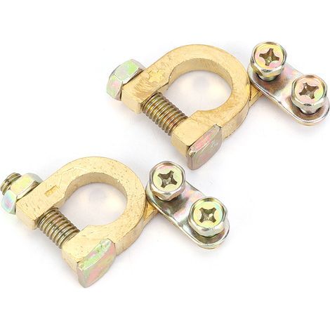 Borne en cuivre pour batterie de voiture, 2 pièces, pince à tête de Pile, connecteur, accessoires automobiles (1/5)