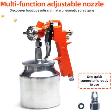 Pistolet à peinture universel sans fil avec buse en cuivre de 1,5 mm, adapté à la peinture intérieure et au bricolage automobile, godet en alliage d'aluminium de 750 ml avec accessoires. (1/5)