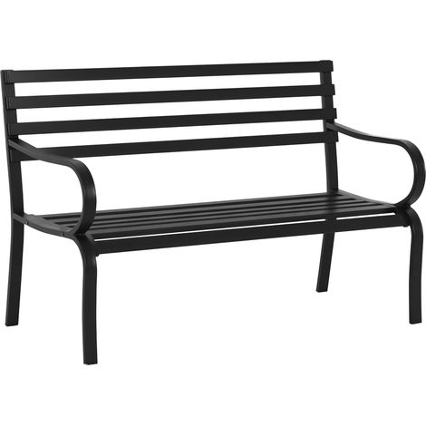Banc de Jardin Design Contemporain 2 Places dim. 127L x 58l x 82H cm métal époxy Noir (1/5)