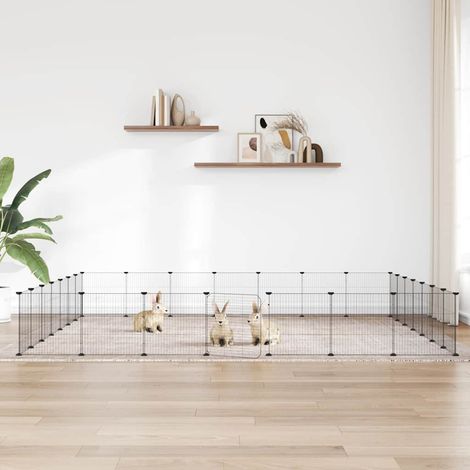 vidaXL Jaula para mascotas de 28 paneles puerta acero negro 245x245x35 cm (1/5)