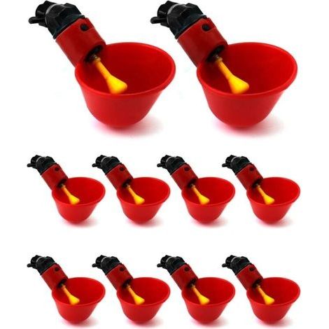 10 Pcs Abreuvoir Poules Automatique, Abreuvoir Volaille en Plastique pour Oiseau Caille Pigeon Poulet Poule (25mm, pour Seaux) (1/5)