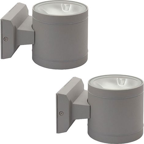 Applique murale d'extérieur grise, spot haut et bas, lampe de façade, lampe de porte d'entrée, verre en aluminium moulé sous pression, 1x G9, DxH 10,8x9,5 cm, lot de 2