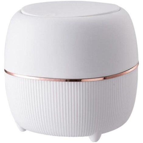 QORVA-Mini Poubelle de Bureau Créative en Plastique avec Couvercle à Bouton - Petite Poubelle de Table pour Bureau, Chambre, Cuisine (Blanc)