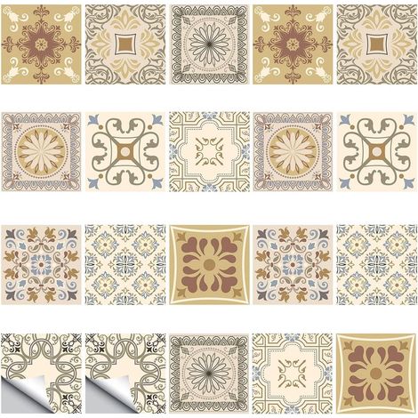 Lot de 20 autocollants pour carrelage 3D style vintage 15x15 cm étanches faciles à poser pour cuisine et salle de bain (1/5)