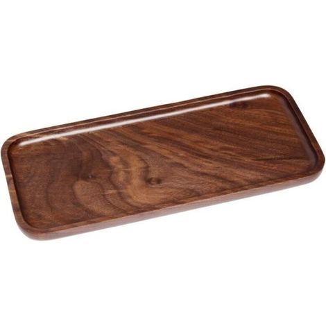 (noyer noir)Plateau de Service en Bois de Noyer, Plateau Décoratif et Apéritif pour Table, Comptoir, Plat en bois pour Café, Thé, Rectangulaire (1/4)