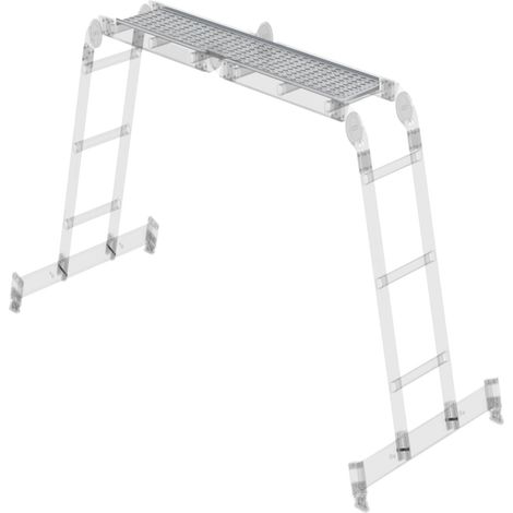 Günzburger Steigtechnik Revêtement en tôle striée aluminium adapté à l'échelle polyvalente 4nombre de barreaux avec traverse nivello - 030303