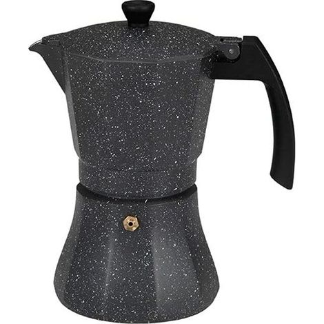 Caffettiera italiana edm 6 tazze alluminio nero elegante (1/3)