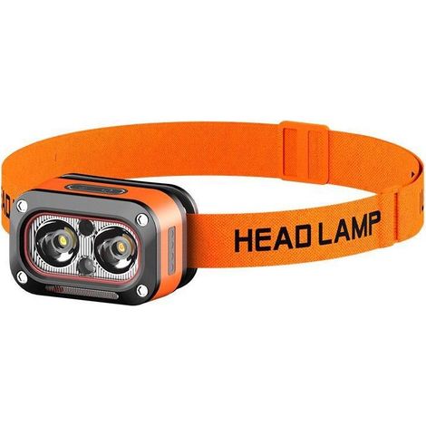 Lampe frontale à induction, orange, 1 x rechargeable, étanche, légère, confortable à porter, adaptée au cyclisme, à la pêche et au camping (1/5)