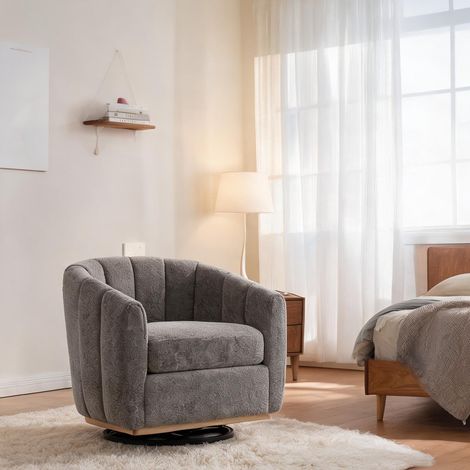 Fauteuil coloris gris en chenille 81 x 73 x 75,5 cm (1/5)