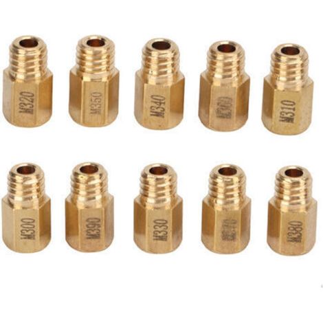 10-teiliges Hauptdüsen-Set für Vergaser – Messing, Sechskantausführung – für Mikuni VM/TM/TMX 300–390 – Größe 55–115 (1/5)