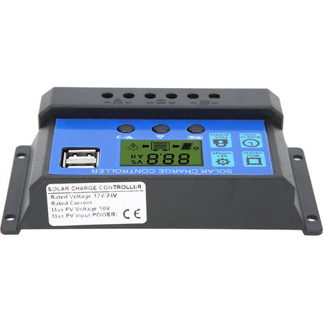 Solarmodul-Laderegler mit LCD-Display, Akkuladesteuerung, zwei USB-Ausgängen (12 V/24 V, 30 A) (1/5)