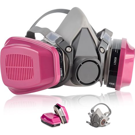 Demi-masque respiratoire avec filtres 60921, masque à gaz réutilisable pour peinture en aérosol, résine chimique, masque anti-poussière pour ponçage, poussière fine, travaux de construction, soudure