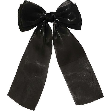 Pince à cheveux décorative avec nœud papillon et ruban pour femme, design antidérapant, pince à cheveux pour fille, maintien ferme à l'arrière de la tête-Black (1/5)