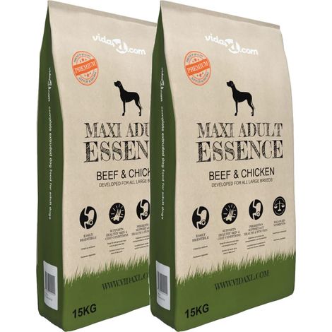 Croquettes Maxi Adult Essence Bœuf et Poulet pour chien adulte, 2 sachets, 30 kg (1/5)