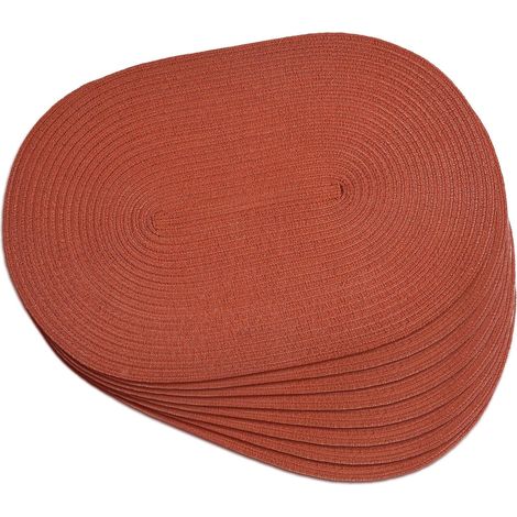 Lot de 8 sets de table ovales tressés, antidérapants, lavables, résistants à la chaleur, pour salle à manger, cuisine, fête, décoration quotidienne (orange uni, 8)'Orange Uni 8 pcs'Orange Uni'8 pcs (1/5)