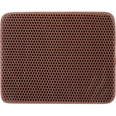 Alfombrilla para arenero de gato, material resistente a la orina y al agua, menos residuos, más fácil de limpiar, lavable, 3030 cm, café (1/4)
