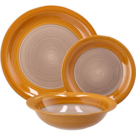 Servizio di Piatti da Tavola in Ceramica Cloe Giallo 18 Pezzi (1/3)