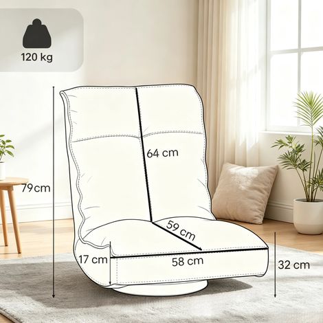 Poltrona relax girevole 58x107x79 cm in lino grigio, schienale reclinabile – MEUBLIV (1/5)