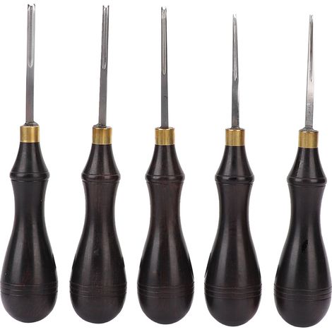 Outil de marquage du cuir avec lame en acier et manche en bois noir ébène (1,3 mm) (1/4)