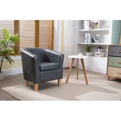 WestWood Luxury Faux Leather Tub Chair Armchair Office Reception Sofa Living Room Grey (1/5)