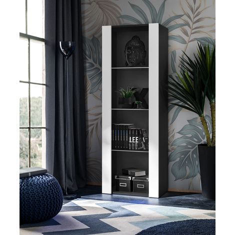 Vitrine armoire Tivoli 55cm x 159cm x 35cm – Panneaux laminés résistants – 3 étagères en verre – Pour salon, chambre, entrée (1/5)