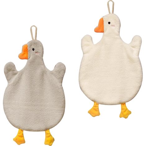 Juego de 2 toallas de mano colgantes con lazo absorbente de coral para baño - Toalla suave y gruesa