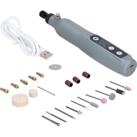 Mini-Schleifset, elektrisches Rotationswerkzeug-Set, Bohrer, Schleif-, Gravier- und Polierstift mit Licht, DC 3,7 V (1/5)