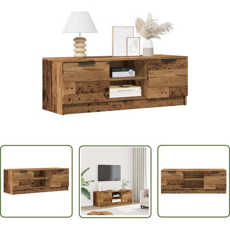 vidaXL Meuble TV vieux bois 102x35x36,5 cm bois d'ingénierie (1/5)