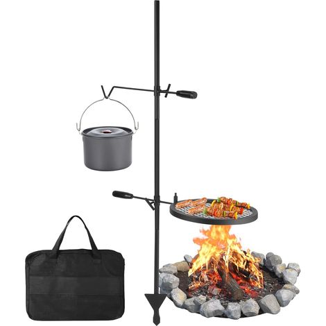 Barbecue de camping portable acier carbone grande grille 62×62 cm (1/5)
