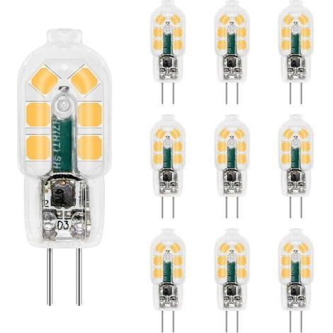 Ampoule G4 LED 12V 2W Blanc Neutre 4000K, 200LM, Équivalent Lampe Halogène G4 10W 20W, non-dimmable, AC DC G4 12V LED 4000K pour Hotte de Cuisine, Lustre, lot de 10 (1/4)