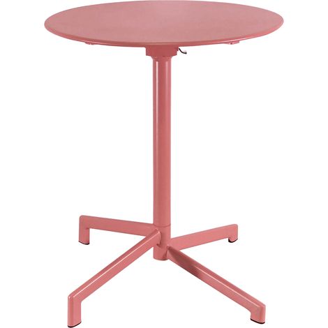 TAVOLO ALTO VEGA IN ACCIAIO TONDO 60 X H74 CM IN COLORE ROSSO CORALLO (1/2)