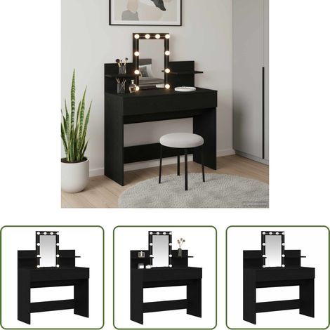 Schminktisch mit Spiegel - Schminktisch mit Regal Schwarz Eichen-Optik 100 x 40 x 130 cm (1/5)