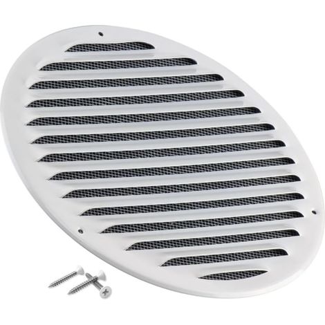 Grille d'Aération Ronde 200mm - Blanche avec Maille de Protection - Grilles de Ventilation - Registre d'évacuation d'air (1/5)