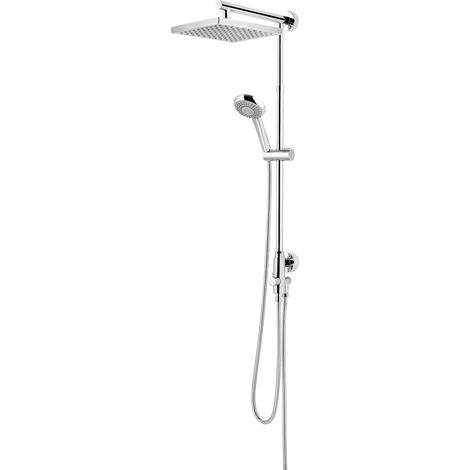 Schulte Duschsystem, Verchromt, Korpus aus Messing, Duschmaster Rain mit Regendusche, mit Umsteller, Kopfbrause eckig