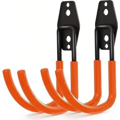 Crochets utilitaires de rangement de garage robustes, support de tuyau d'arrosage, crochets de montage mural en acier, grands crochets en J pour organisateur de stockage d'outils,Orange (1/5)