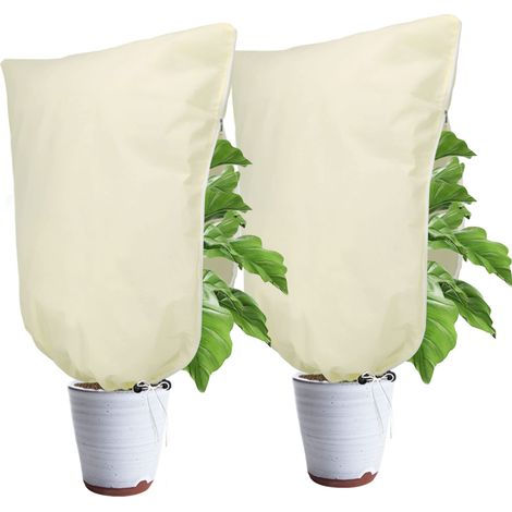 2 housses de protection pour plantes 100x80cm, 90g/m², sacs antigel antineige avec fermeture éclair et cordon de serrage