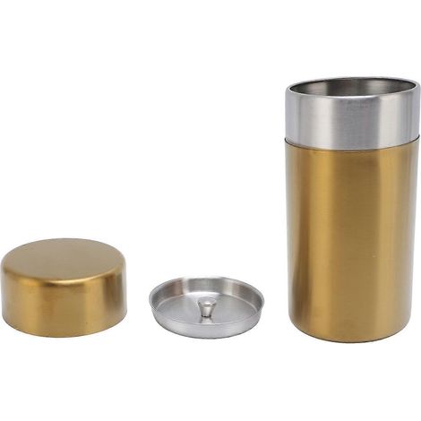 Boîte à thé en acier inoxydable 304 doré, hermétique et résistante à l'humidité, pour café, sucre, thé en vrac, grand format. (1/4)