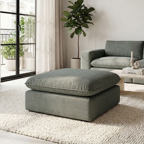 Pouf 105x105x48 cm en tissu texturé kaki - MODUSOF (1/4)