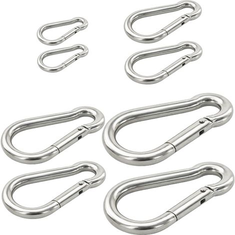 vasalat Karabiner Set 4 Größen Karabinerhaken - Feuerwehr Karabiner, belastbar bis 45/99/176/237 kg, Edelstahl A4 - 8 Stück