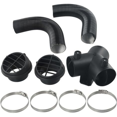 Kit de conduit de chauffage diesel de 75 mm avec raccord en Y, sortie d'air chaud, tuyau flexible et colliers de serrage pour systèmes de chauffage de caravanes Webasto Propex. (1/4)