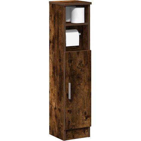 Badezimmerschrank mit Rollenhalter Räuchereiche 20,5x22x90 cm