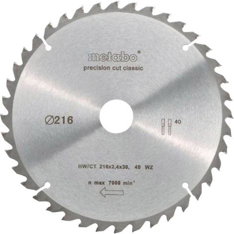 Metabo Lama per sega circolare 216 mm 40 denti argento