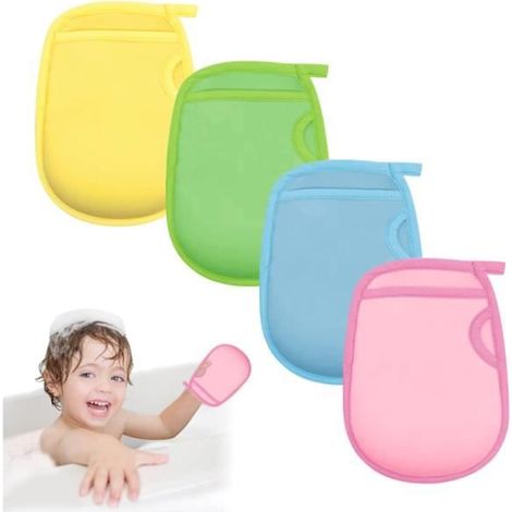 Gants de Bain exfoliants - 4 Pièces - Blanc - Adulte (1/4)